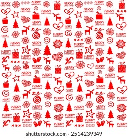 Christmas and New Year seamless pattern. Christmas red holiday background.  Good for textile fabric design, wrapping paper, website wallpapers, textile, wallpaper and apparel. vector illustration