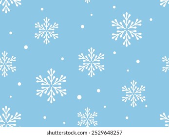 Weihnachten oder Neujahr nahtloses Muster mit Schneeflocken auf blauem Hintergrund Vektor.
