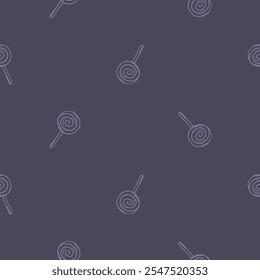 Christmas and New Year seamless pattern with lollipops. Dark background with light pattern for design, decoration, wrapping paper, print