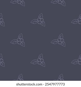 Natal e Ano Novo padrão sem emenda com visco. Fundo escuro com padrão de luz para design, decoração, papel de embrulho, impressão
