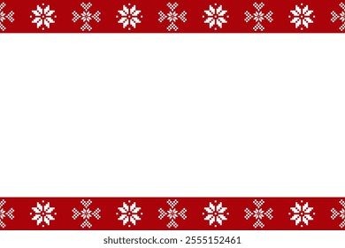 Christmas and New Year seamless pattern. White snowflakes on  White pixel pattern for winter hat,jumper,sweater, wrapping,fabric,border,rim,carpets, blankets, towels.