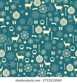 Christmas and New Year seamless pattern. Christmas blue holiday background. Good for textile fabric design, wrapping paper