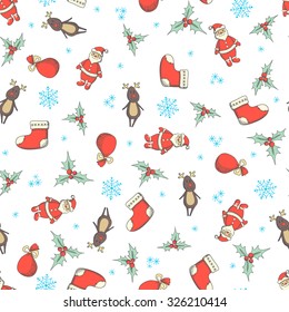 Christmas and New Year seamless pattern. Vector illustration