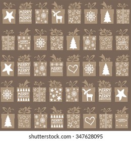 Christmas and New Year seamless pattern with gifts. Vector Illustration