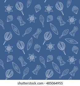 Christmas and New Year seamless pattern. Hand drawn endless vector illustration of Christmas balls on light background for wrapping, textile printing Winter holiday collection