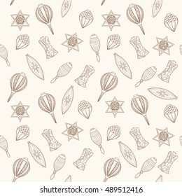 Christmas and New Year seamless pattern. Hand drawn endless vector illustration of Christmas balls on light background for wrapping, textile printing Winter holiday collection