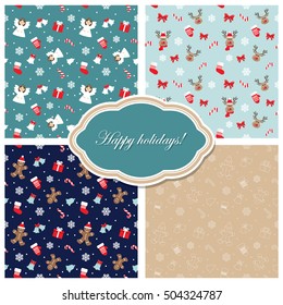 Christmas and New Year seamless pattern set. For print and web.