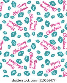 Christmas, New Year seamless pattern of stylized snowflakes, Naive retro style 1950s, print for wrapping gift paper, background, wallpaper, poster, banner, card, invitation, fabric, vector EPS 8