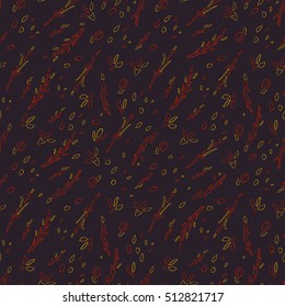 Christmas / New Year seamless pattern. Branches, leaves and flowers. Winter concept background, vector illustration