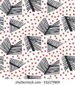 Christmas and New Year seamless pattern with branches. Vector Christmas background. Ornamental, traditional, simple.  Cute print with pine branches in scandinavian style.