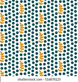 Christmas and New Year seamless pattern with branches. Vector Christmas background. Ornamental, traditional, simple.  Cute print with pine branches in scandinavian style.