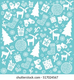 Christmas and New Year seamless pattern. Vector Illustration