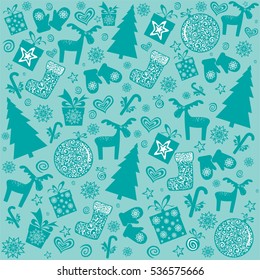 Christmas and New Year seamless pattern. Vector Illustration