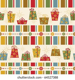 Christmas and New Year seamless pattern with gifts