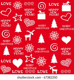 Christmas and New Year seamless pattern