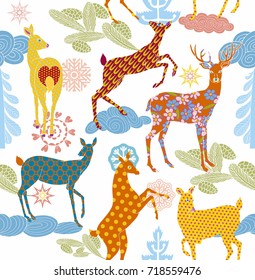 Christmas and New Year seamless Pattern, decorations and festive Background for Baby and Kid
