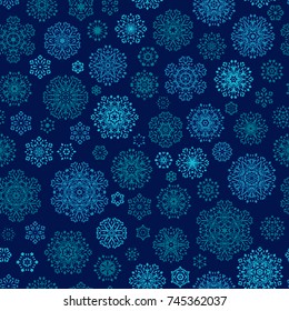 Christmas and New Year seamless pattern with snowflakes. And also includes EPS 10 vector
