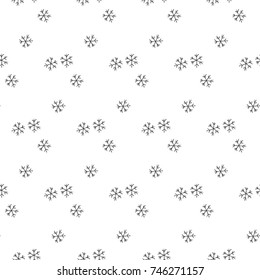 Christmas New Year seamless pattern background with snow, snowflake. Outline vector illustration. Good for wrapping, invitation and card. Winter holiday frost symbol