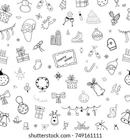 Christmas, New Year seamless pattern background