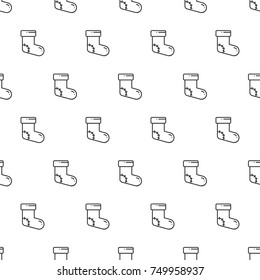 Christmas New Year seamless pattern with christmas socks. Holiday background. Socks. Xmas winter trendy decoration. Festive texture. Line vector illustration. Wrapping gift paper