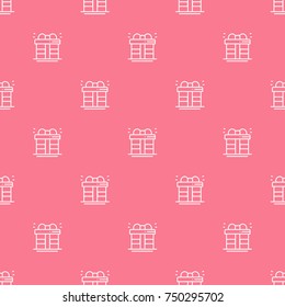 Christmas New Year seamless pattern gift box with ribbon. Holiday background. Christmas present, giftbox. Xmas winter trendy decoration. Festive texture. Line vector illustration. Wrapping gift paper