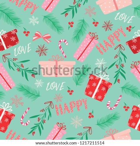 Christmas New Year Seamless Pattern Vector Stock Vector Royalty