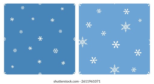 Christmas or New year seamless patterns with snowflakes on blue backgrounds vector.