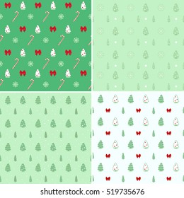 Christmas, New year seamless patterns. Vector clip-art.
