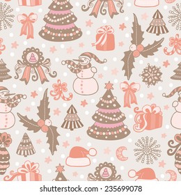 Christmas and new year seamless vector pattern