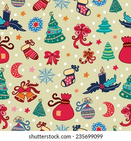 Christmas and new year seamless vector pattern