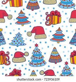 Christmas and new year seamless vector pattern. Good for textile fabric design, wrapping paper and website wallpapers. Vector illustration.