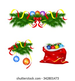 Christmas and New Year set of decorations