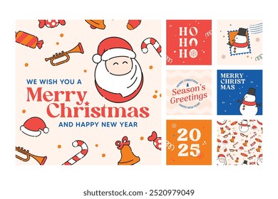 Christmas New Year Set of Social Media Post Instgram Feed