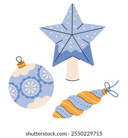 Christmas and New Year set. Vector illustration in doodle style.