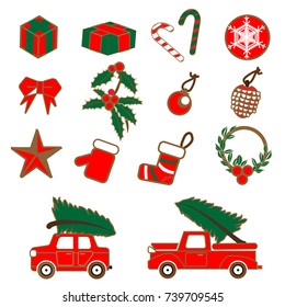 Christmas and New Year set. Vector illustration