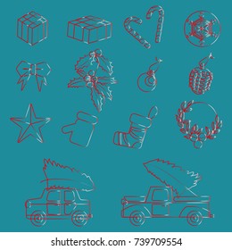 Christmas and New Year set. Vector illustration