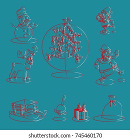 Christmas and New Year set. Vector illustration