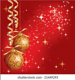 christmas - new year shine card with golden balls