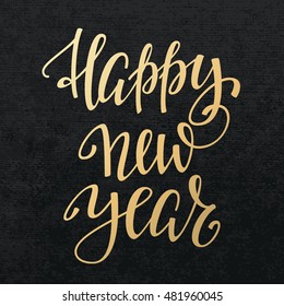 Christmas New Year simple lettering. Calligraphy postcard or poster graphic design lettering element. Hand written postcard design. Photo overlay Winter Holidays sign detail. Happy New Year