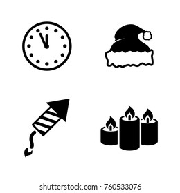 Christmas and New Year. Simple Related Vector Icons Set for Video, Mobile Apps, Web Sites, Print Projects and Your Design. Black Flat Illustration on White Background.