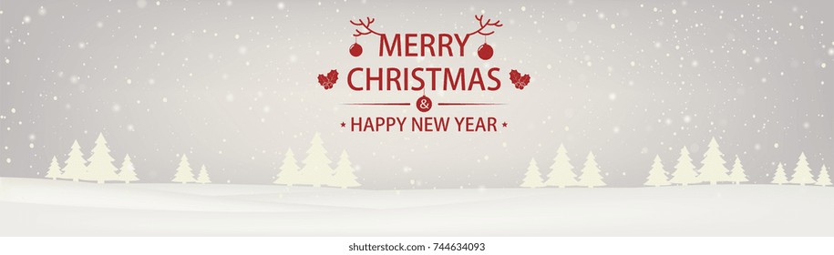 Christmas and new year snowbound white background with Christmas trees.