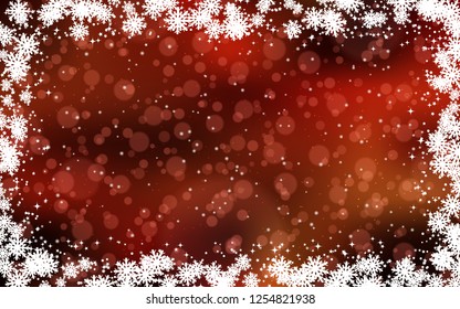 Christmas and New Year snowfall vector background with stars, snowflakes and bokeh effect