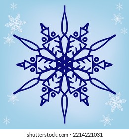 Schneeflocke zu Weihnachten oder Neujahr. Vektorbild für Postkarten, Kalender und andere Winterdekorationen.