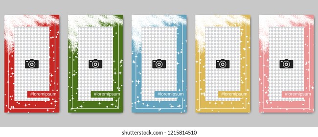 Christmas and New Year social network stories editable vector templates collection. Web application background for social media