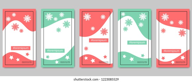 Christmas and New Year social network stories editable vector templates collection. Web application background for social media