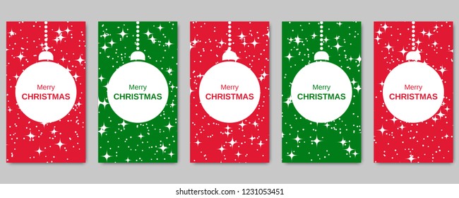 Christmas and New Year social network stories editable vector templates collection. Web application background for social media