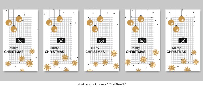 Christmas and New Year social network stories editable vector templates collection. Web application background for social media