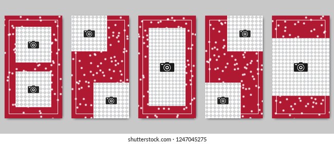 Christmas and New Year social network stories editable vector templates collection. Web application background for social media