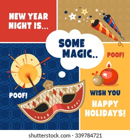Christmas New Year some magic mask card