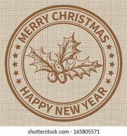 Christmas and New Year stamp with the holly barry